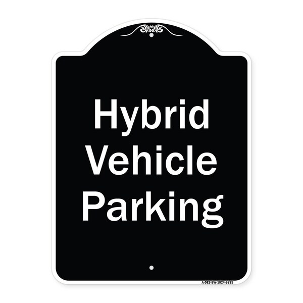 Signmission Designer Series-Hybrid Vehicle Parking Black & White Heavy-Gauge Aluminum, 24" x 18", BW-1824-9835 A-DES-BW-1824-9835 - main